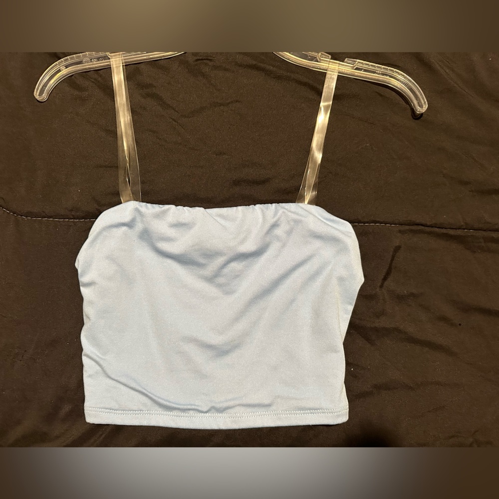 baby blue cropped tank ! size small